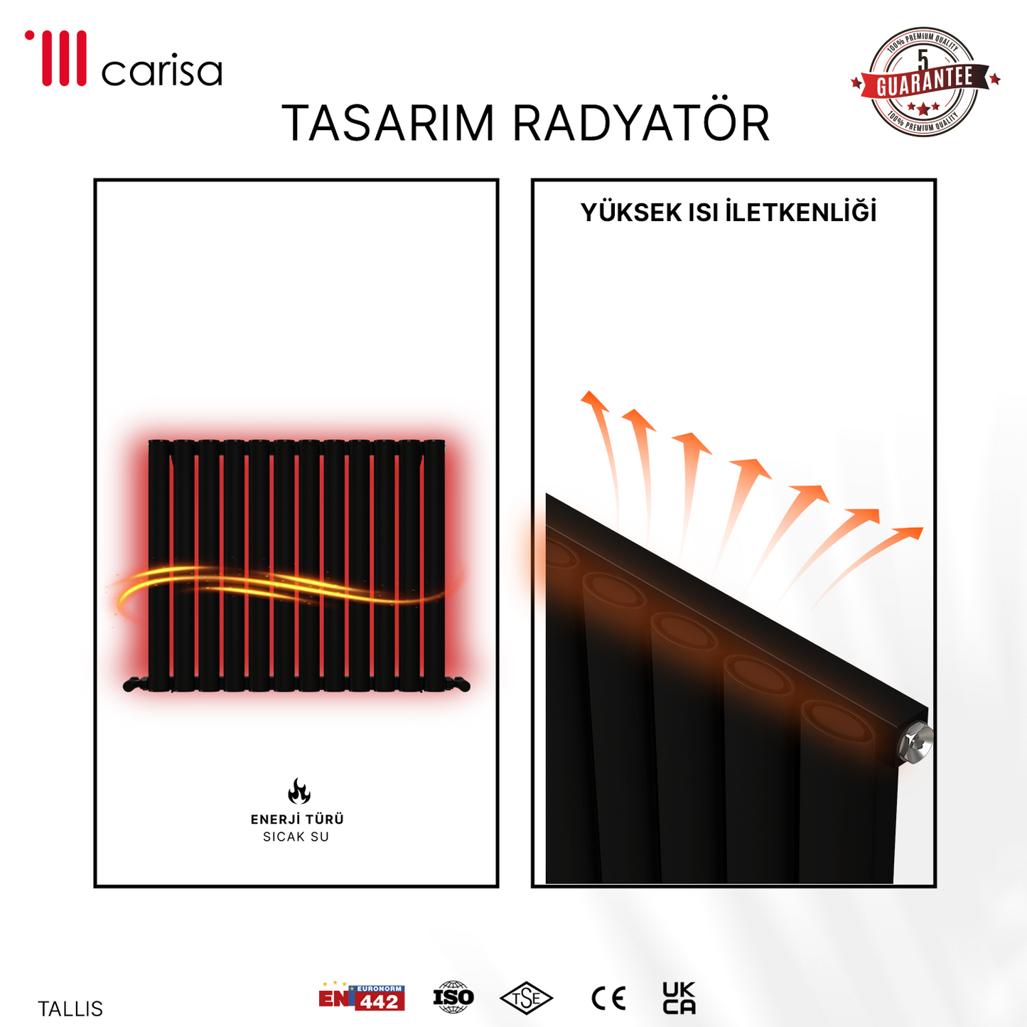 Carisa Tallis Yatay Alüminyum Radyatör Modern Tasarım Antrasit