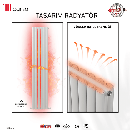 Carisa Tallis Dikey Alüminyum Radyatör Modern Tasarım Beyaz