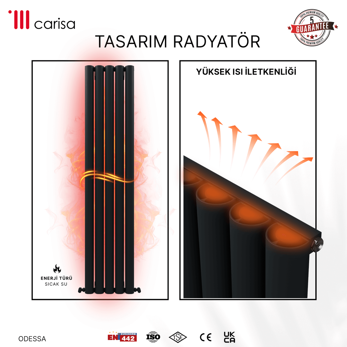 Carisa Odessa Dikey Alüminyum Radyatör Modern Tasarım Antrasit