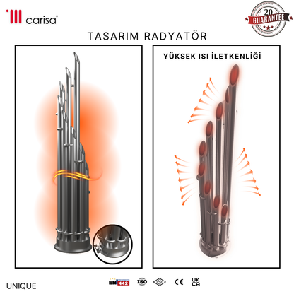 Carisa Unique Dikey Paslanmaz Çelik Radyatör Modern Tasarım Satine