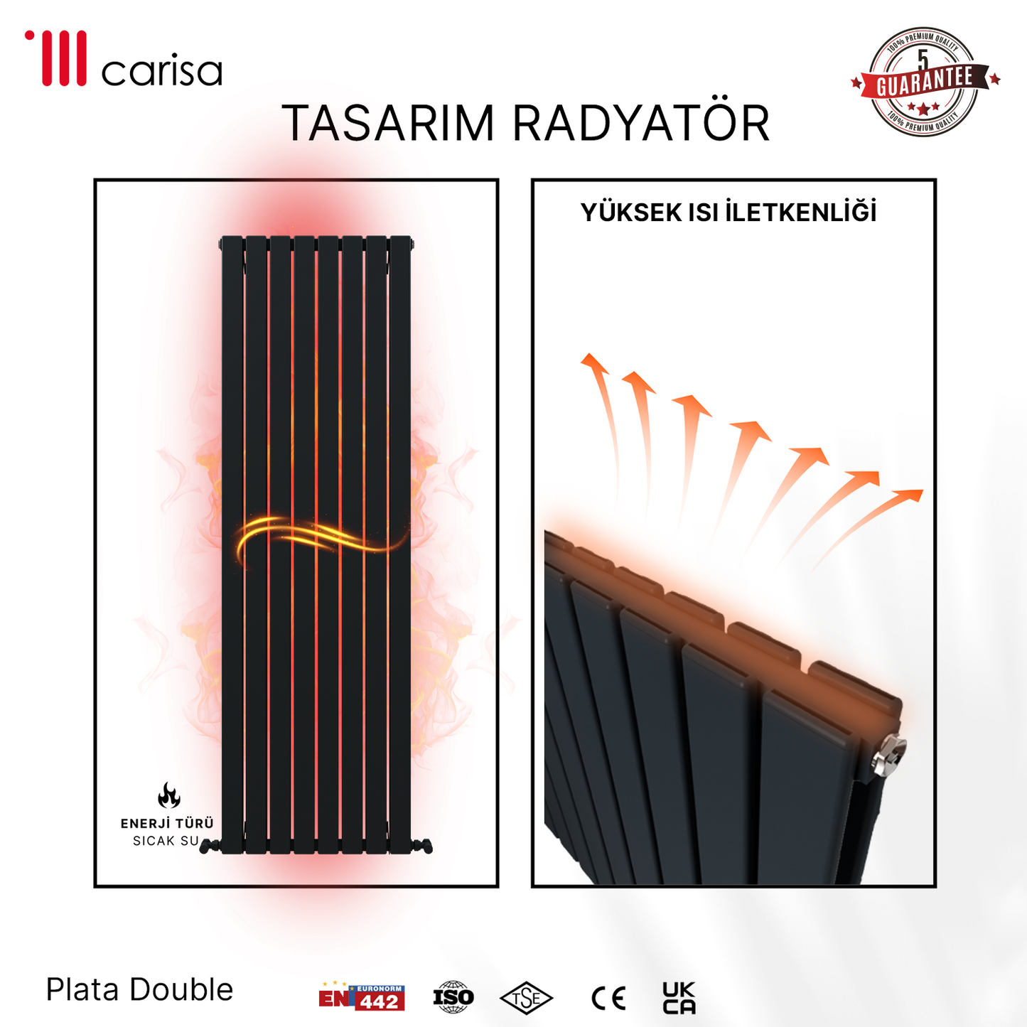 Carisa Plata Dikey Alüminyum Radyatör Modern Tasarım Antrasit