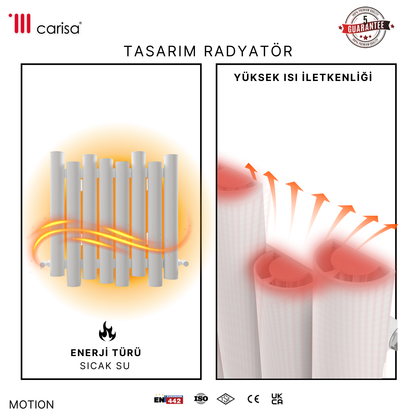 Carisa Motion Yatay Alüminyum Radyatör Modern Tasarım Beyaz