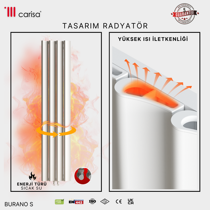Carisa Burano S Dikey Alüminyum Radyatör Modern Tasarım Beyaz