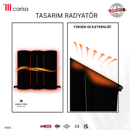 Carisa Nixie Yatay Alüminyum Radyatör Modern Tasarım Siyah