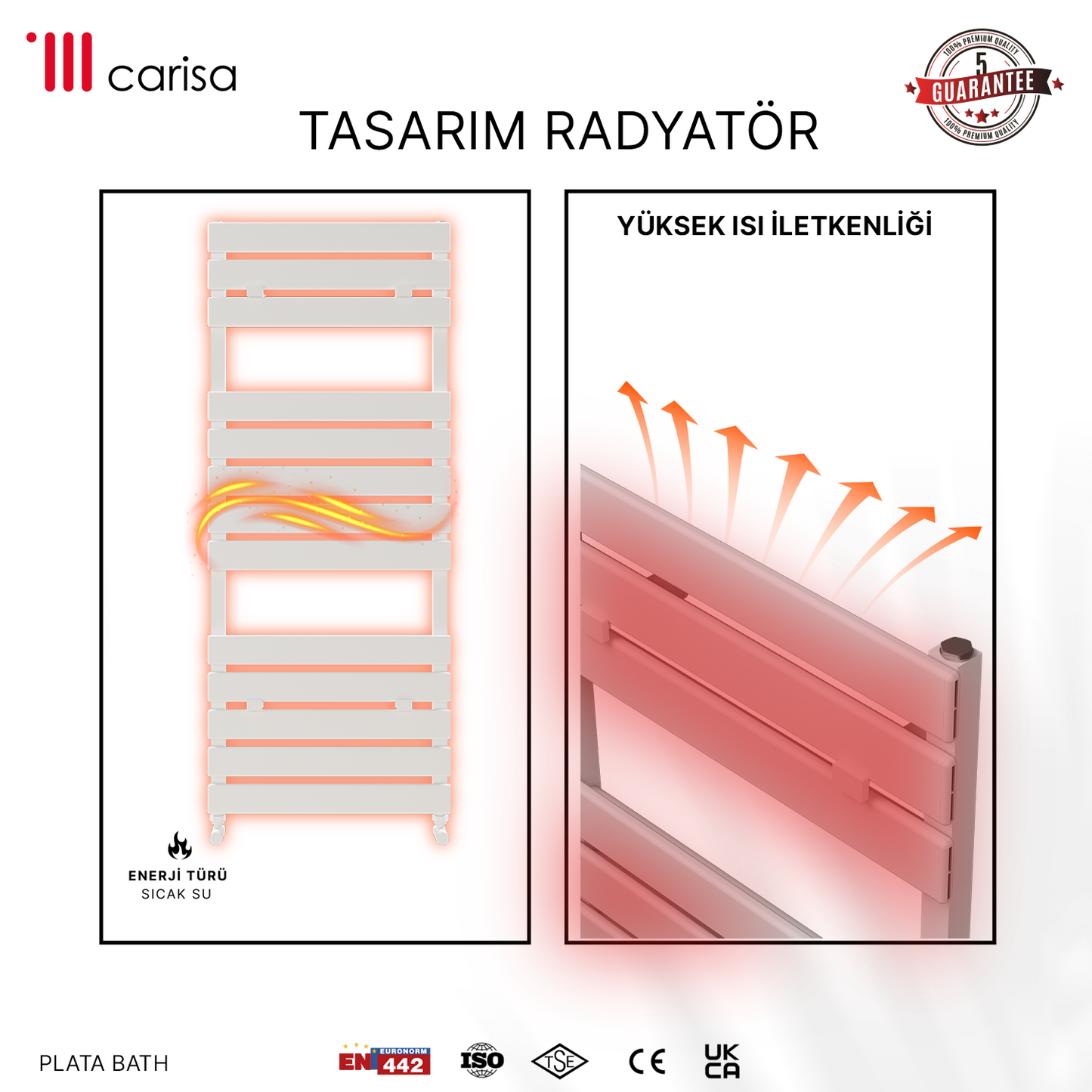 Carisa Plata Bath Alüminyum Havlupan Modern Tasarım Beyaz