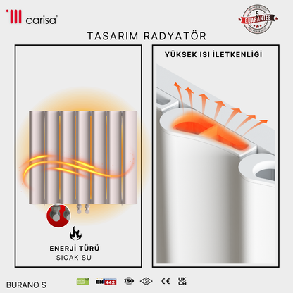 Carisa Burano S Yatay Alüminyum Radyatör Modern Tasarım Beyaz