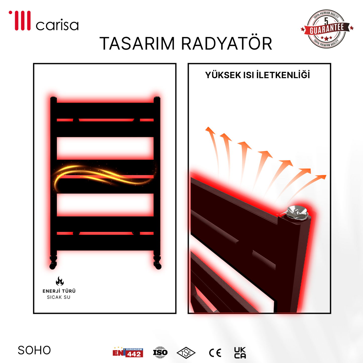 Carisa Soho Alüminyum Havlupan Siyah Standart Bağlantı