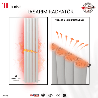 Carisa Otto Dikey Alüminyum Radyatör Modern Tasarım Beyaz
