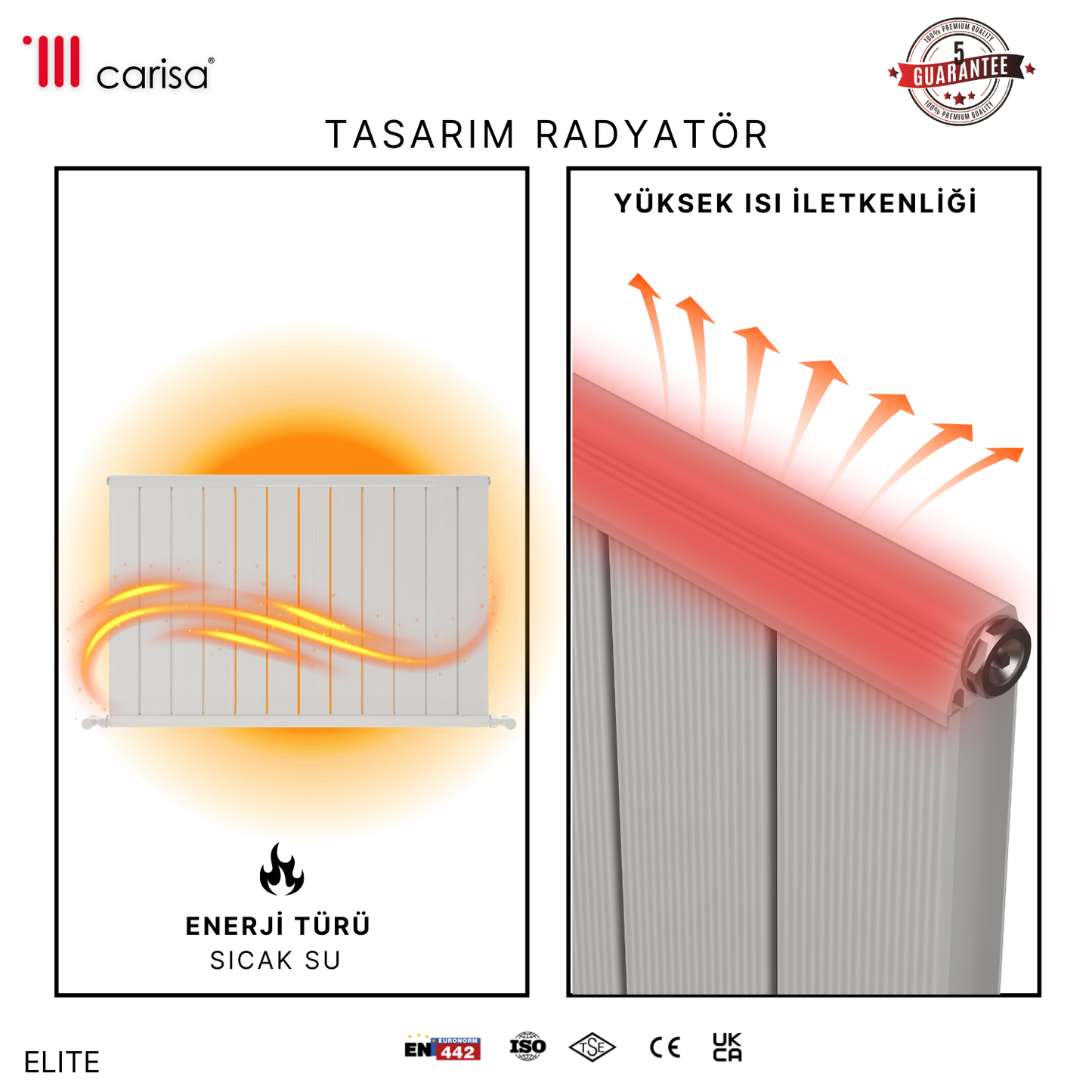 Carisa Elite Alüminyum Radyatör Beyaz Standart Bağlantı