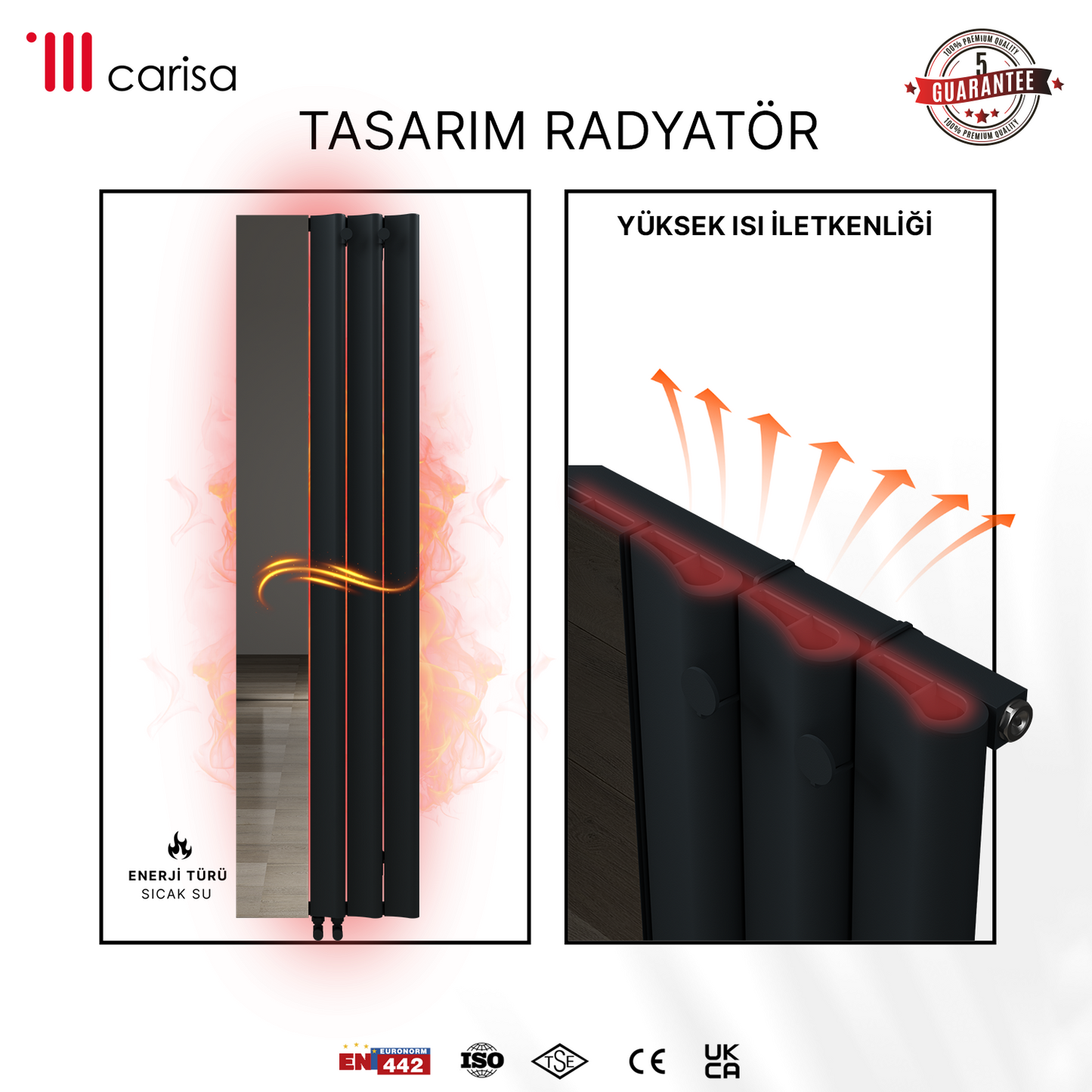 Carisa Entree Dikey Alüminyum Radyatör Modern Tasarım Antrasit