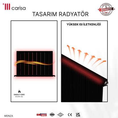 Carisa Monza Yatay Alüminyum Radyatör Modern Tasarım Siyah