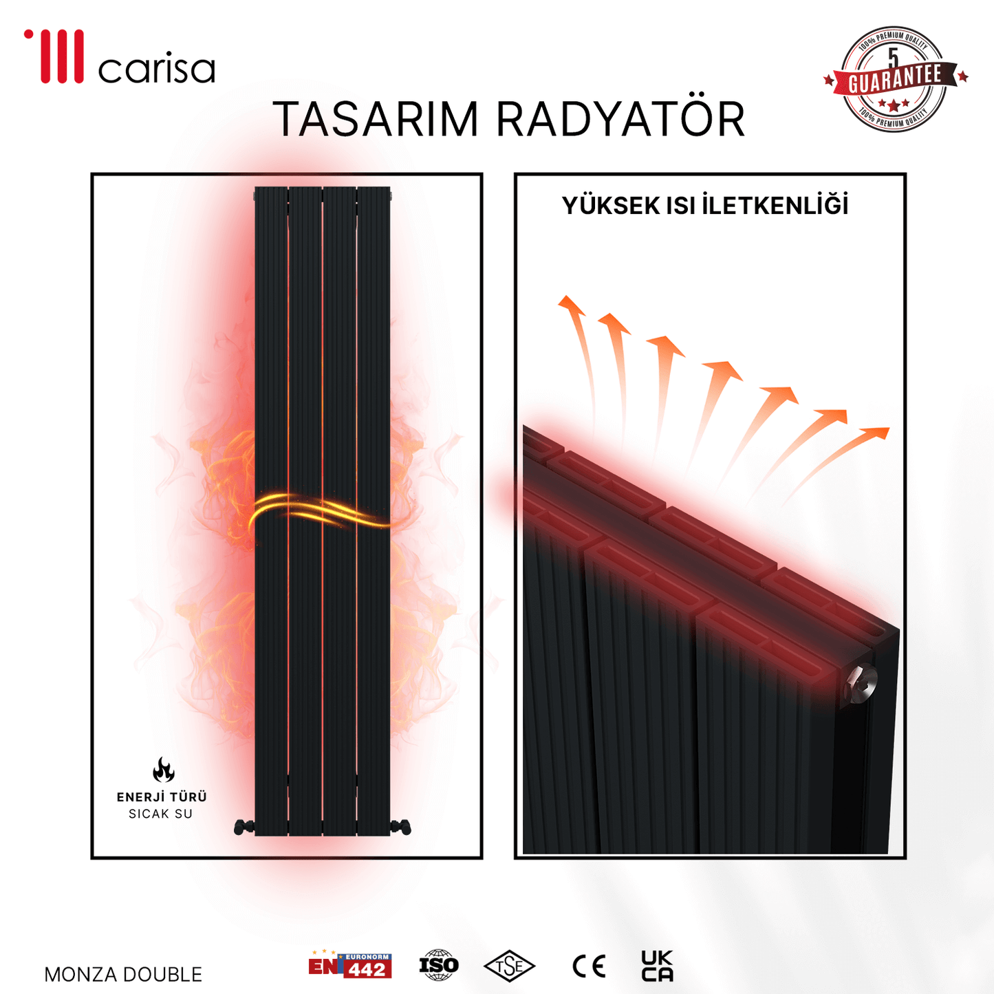 Carisa Monza Dikey Alüminyum Radyatör Modern Tasarım Antrasit