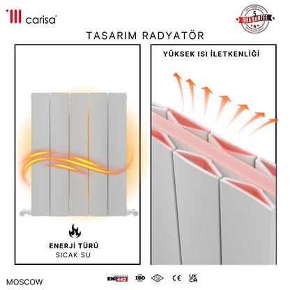 Carisa Moscow Yatay Alüminyum Radyatör Modern Tasarım Beyaz