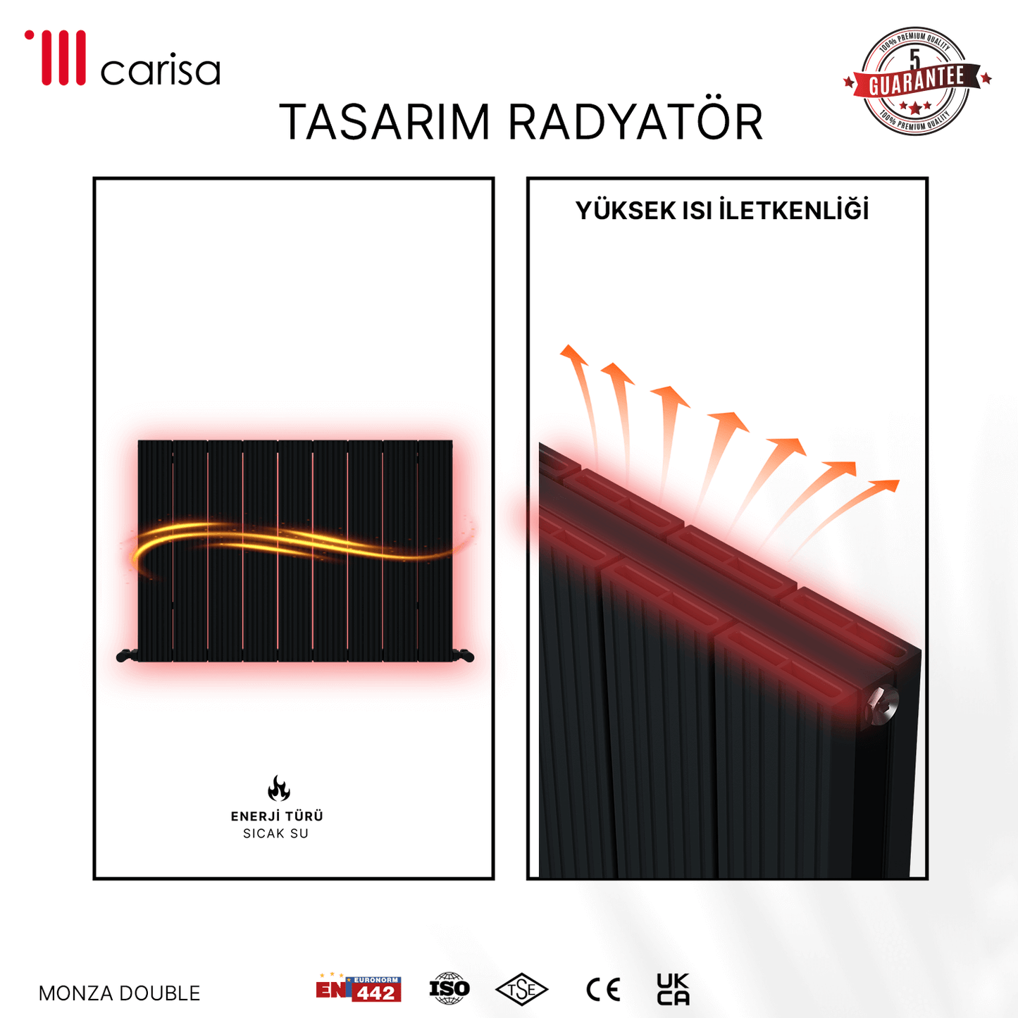 Carisa Monza Yatay Alüminyum Radyatör Modern Tasarım Antrasit