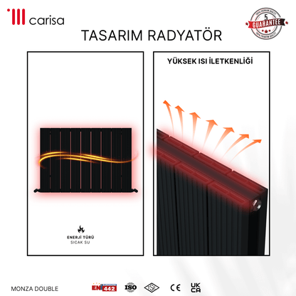 Carisa Monza Yatay Alüminyum Radyatör Modern Tasarım Antrasit