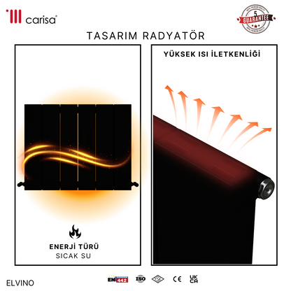 Carisa Elvino Alüminyum Radyatör Siyah Standart Bağlantı