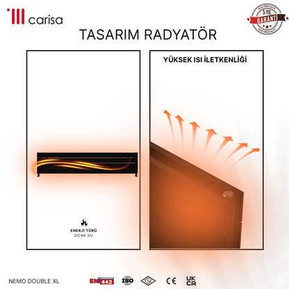 Carisa Nemo Double Xl Yatay Alüminyum Radyatör Modern Tasarım Siyah