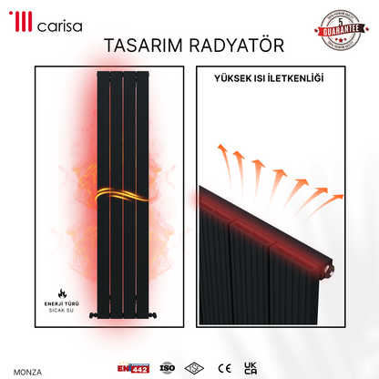 Carisa Monza Dikey Alüminyum Radyatör Modern Tasarım Antrasit