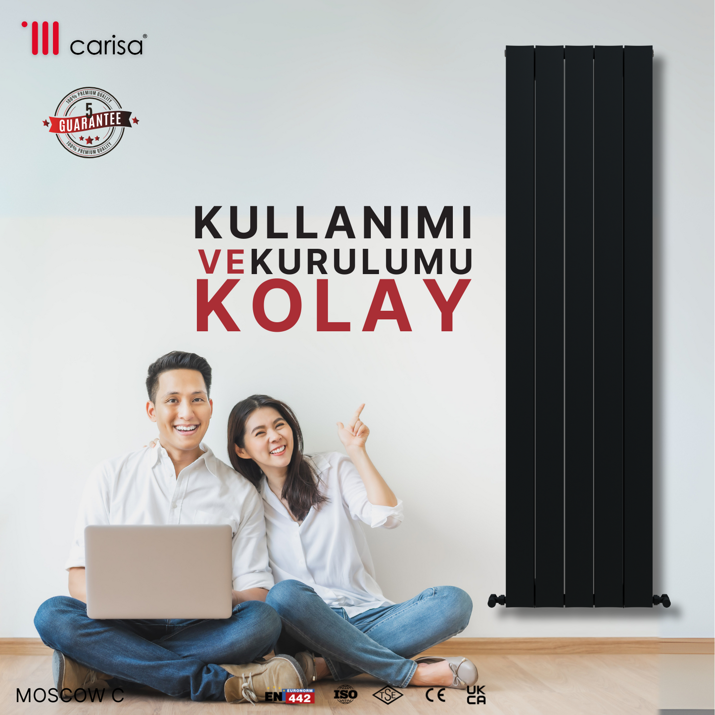 Carisa Moscow C Dikey Alüminyum Radyatör Modern Tasarım Antrasit