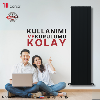Carisa Moscow C Dikey Alüminyum Radyatör Modern Tasarım Antrasit