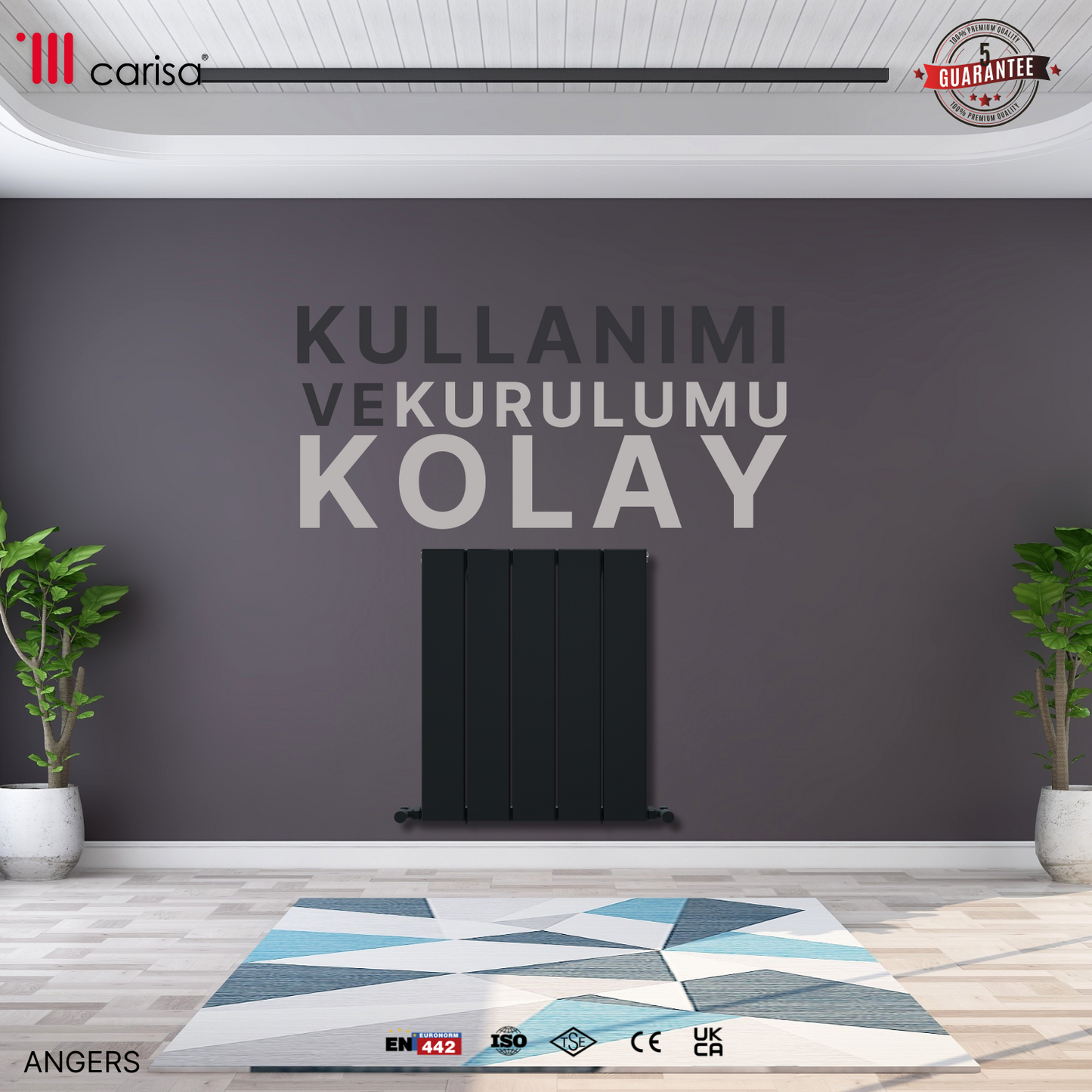 Carisa Angers Yatay Alüminyum Radyatör Modern Tasarım Siyah