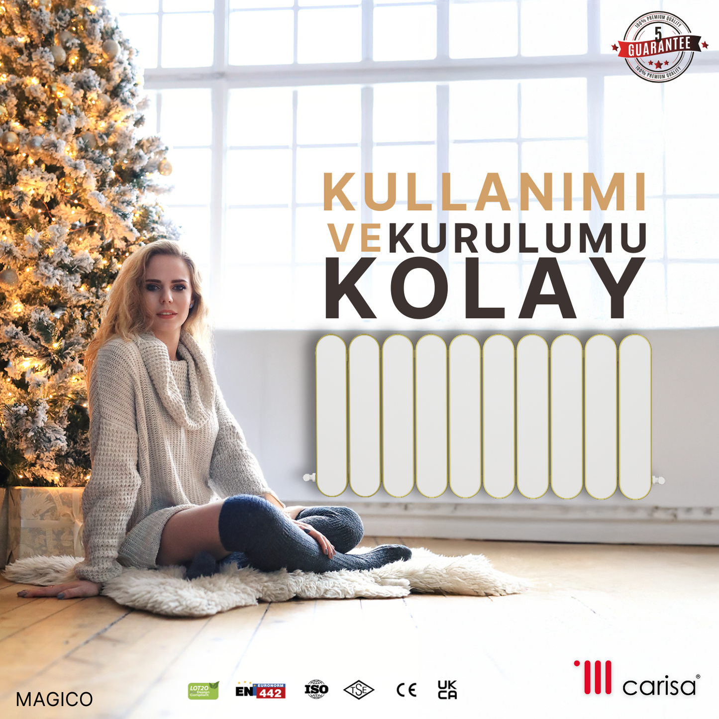 Carisa Magico Yatay Alüminyum Radyatör Modern Tasarım Beyaz