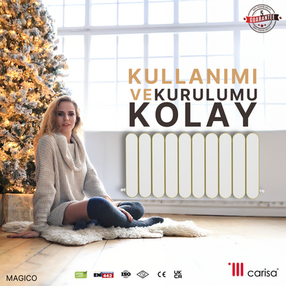 Carisa Magico Yatay Alüminyum Radyatör Modern Tasarım Beyaz