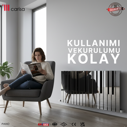 Carisa Piano Yatay Paslanmaz Çelik Radyatör Modern Tasarım Ayna Polisaj