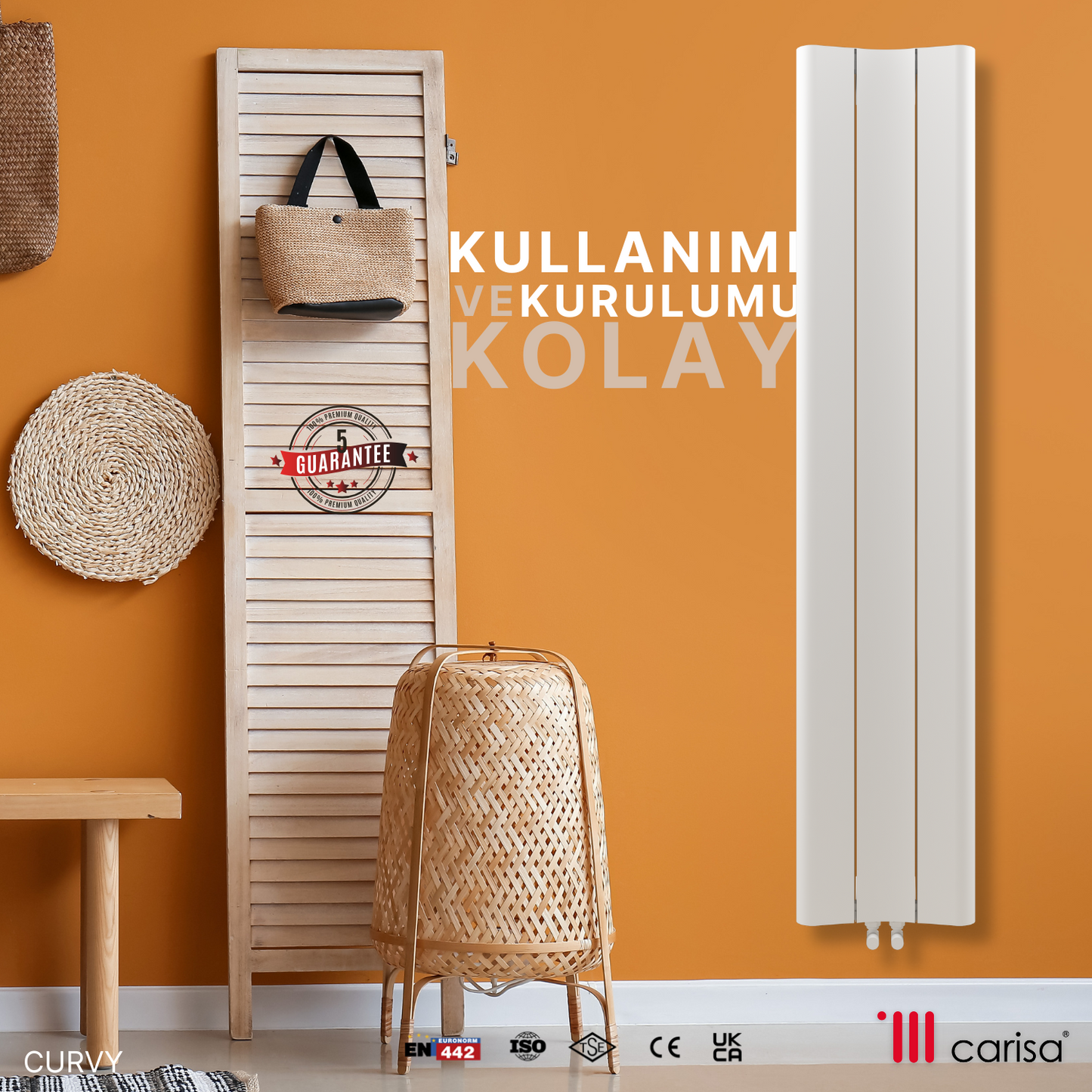 Carisa Curvy Dikey Alüminyum Radyatör Modern Tasarım Beyaz