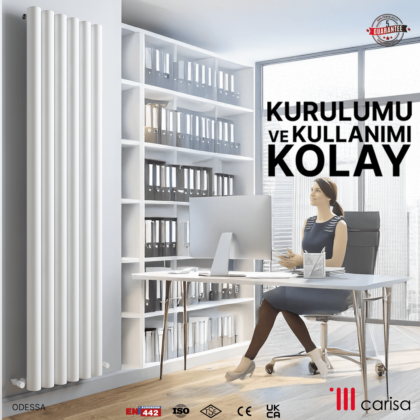 Carisa Odessa Dikey Alüminyum Radyatör Modern Tasarım Beyaz