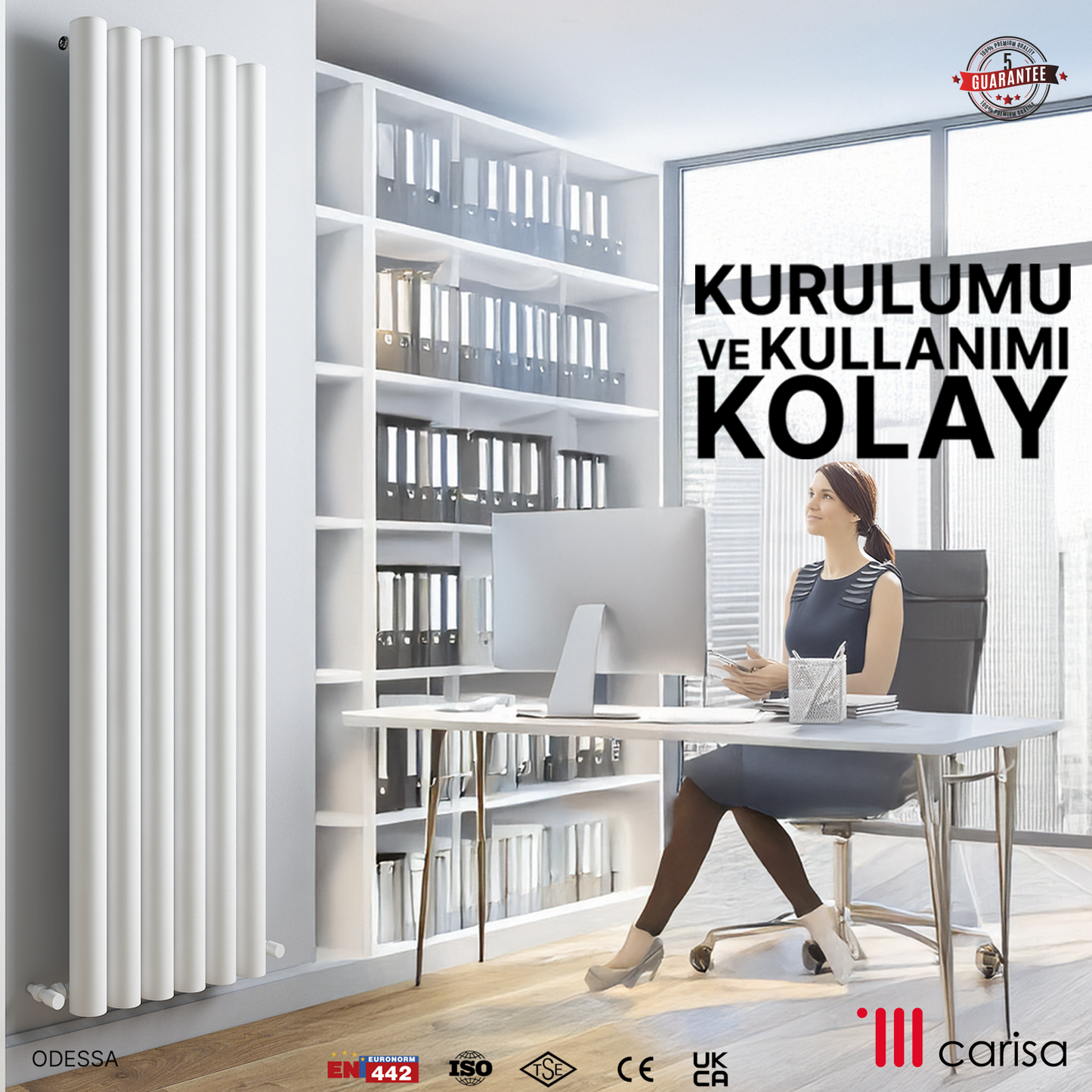 Carisa Odessa Dikey Alüminyum Radyatör Modern Tasarım Beyaz