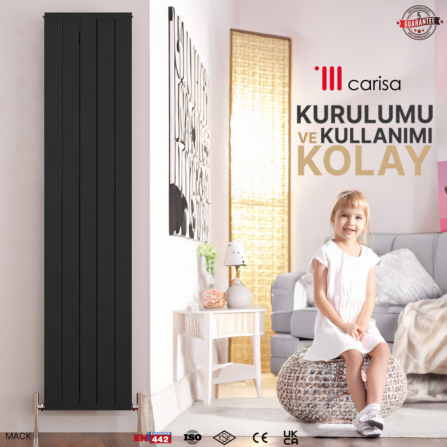 Carisa Mack Dikey Alüminyum Radyatör Modern Tasarım Antrasit