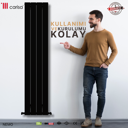 Carisa Nemo Dikey Alüminyum Radyatör Modern Tasarım Siyah