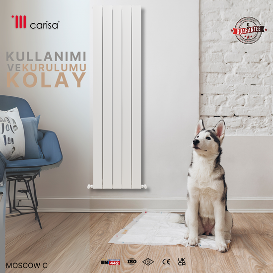 Carisa Moscow C Dikey Alüminyum Radyatör Modern Tasarım Beyaz