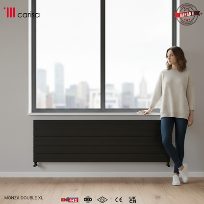 Carisa Monza Double Xl Yatay Alüminyum Radyatör Modern Tasarım Siyah