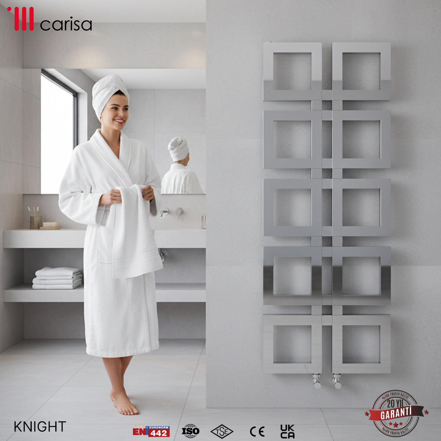 Carisa Knight Paslanmaz Çelik Havlupan Modern Tasarım Ayna Polisaj