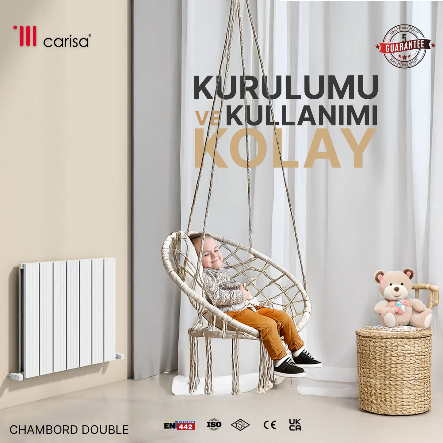 Carisa Chambord Double Yatay Alüminyum Radyatör Modern Tasarım Beyaz