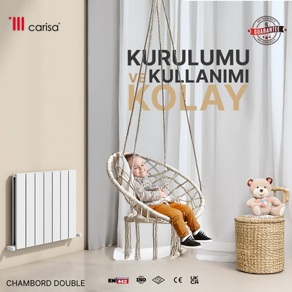 Carisa Chambord Double Yatay Alüminyum Radyatör Modern Tasarım Beyaz