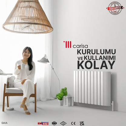 Carisa Gaia Yatay Alüminyum Radyatör Modern Tasarım Beyaz