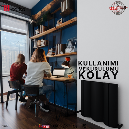 Carisa Nixie Yatay Alüminyum Radyatör Modern Tasarım Siyah