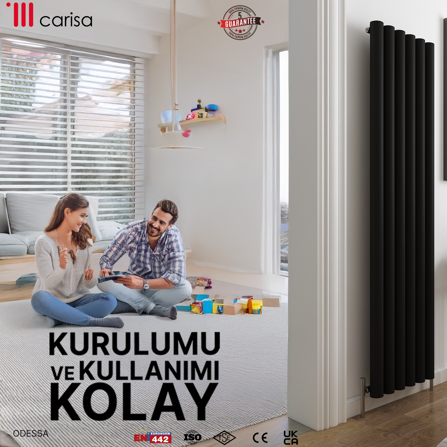 Carisa Odessa Dikey Alüminyum Radyatör Modern Tasarım Antrasit