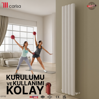 Carisa Otto Dikey Alüminyum Radyatör Modern Tasarım Beyaz
