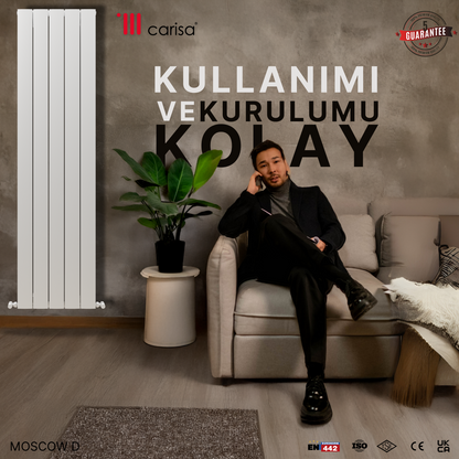 Carisa Moscow D Dikey Alüminyum Radyatör Modern Tasarım Beyaz