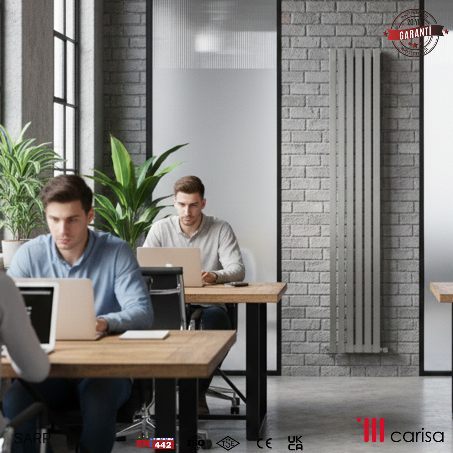 Carisa Sarp Dikey Paslanmaz Çelik Radyatör Modern Tasarım Satine