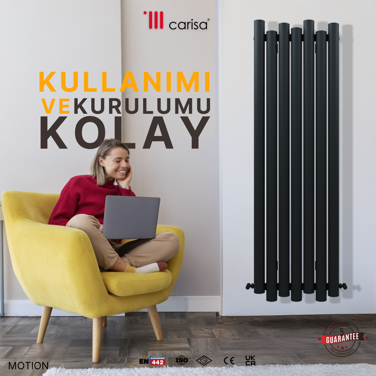 Carisa Motion Dikey Alüminyum Radyatör Modern Tasarım Antrasit