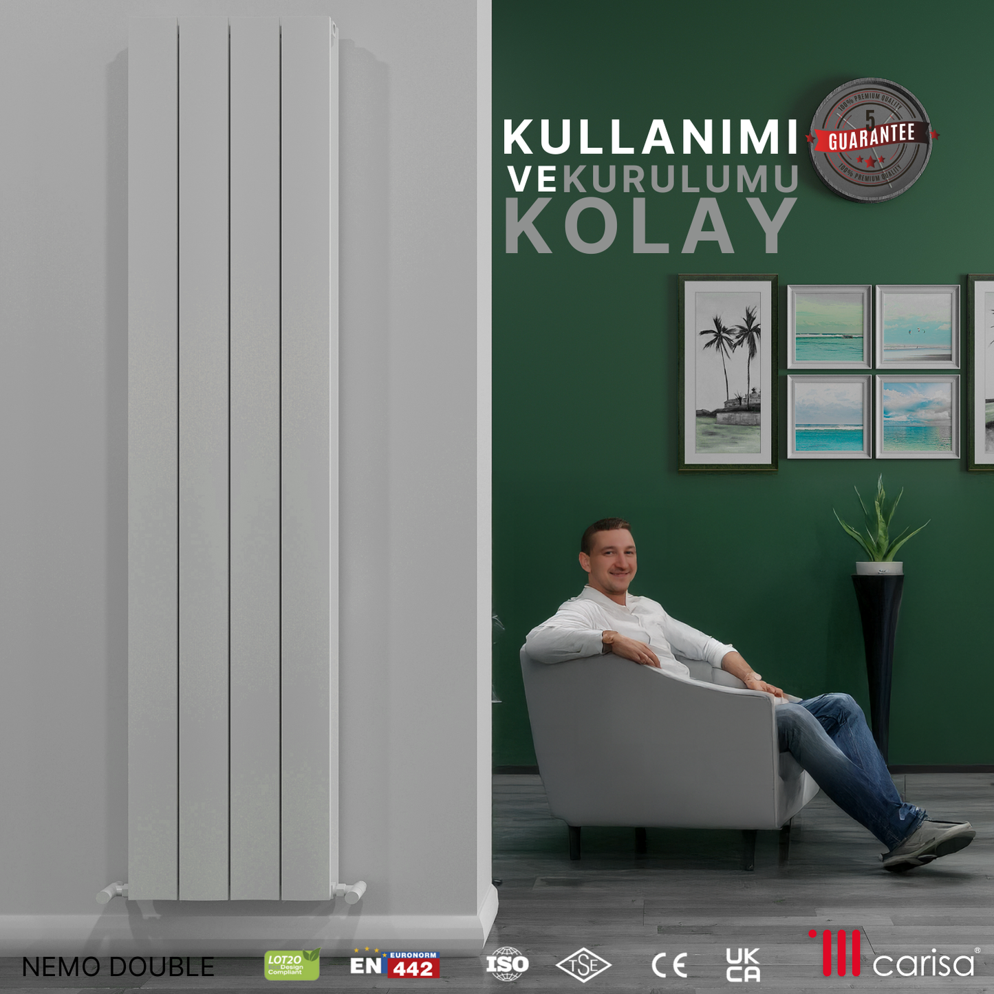 Carisa Nemo Double Alüminyum Radyatör Beyaz Standart Bağlantı