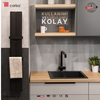 Carisa Curvy Bath Alüminyum Havlupan Modern Tasarım Antrasit