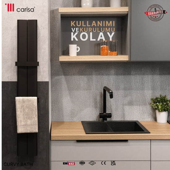 Carisa Curvy Bath Alüminyum Havlupan Modern Tasarım Antrasit