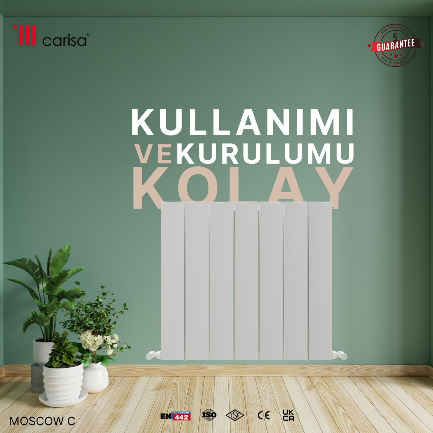 Carisa Moscow C Yatay Alüminyum Radyatör Modern Tasarım Beyaz