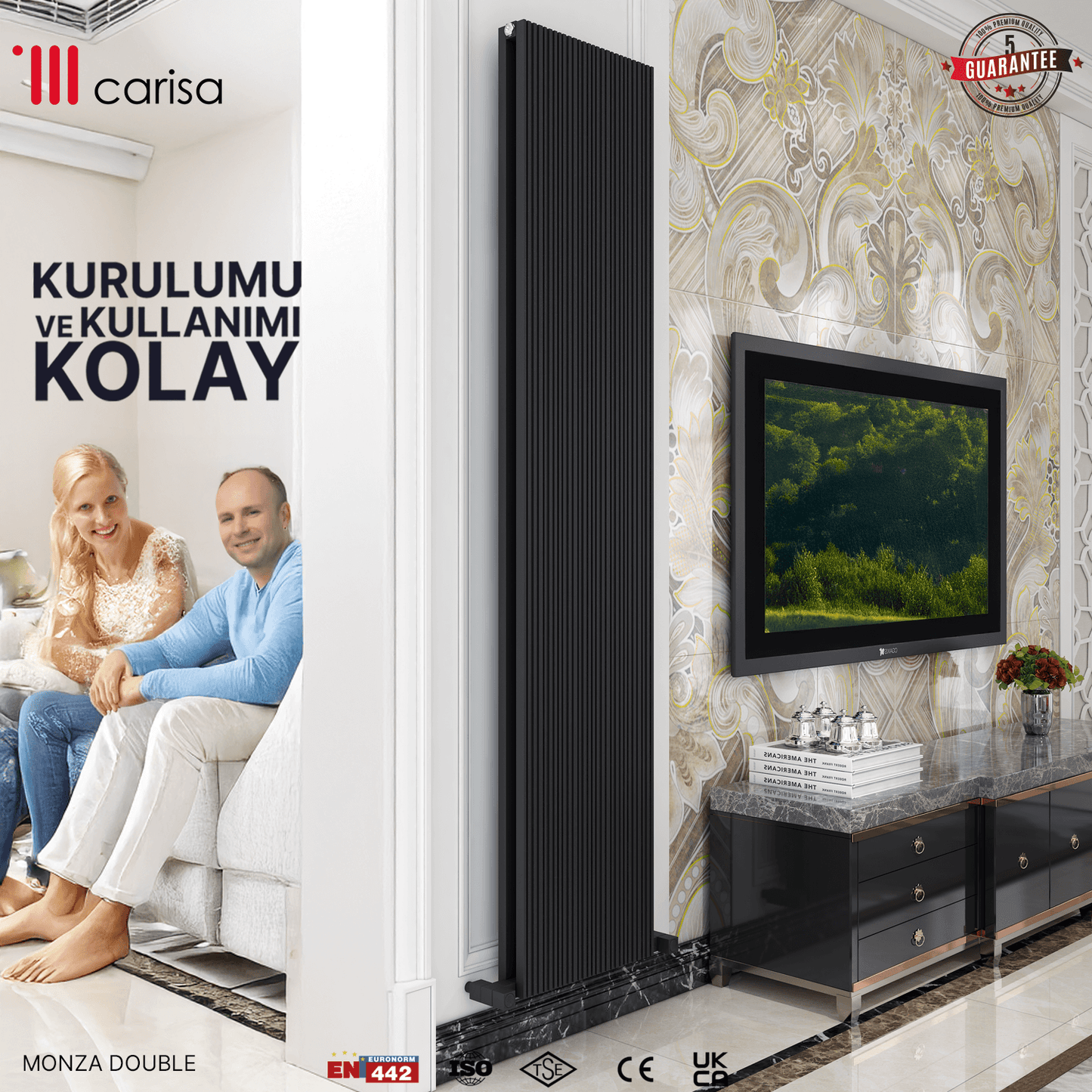 Carisa Monza Dikey Alüminyum Radyatör Modern Tasarım Antrasit